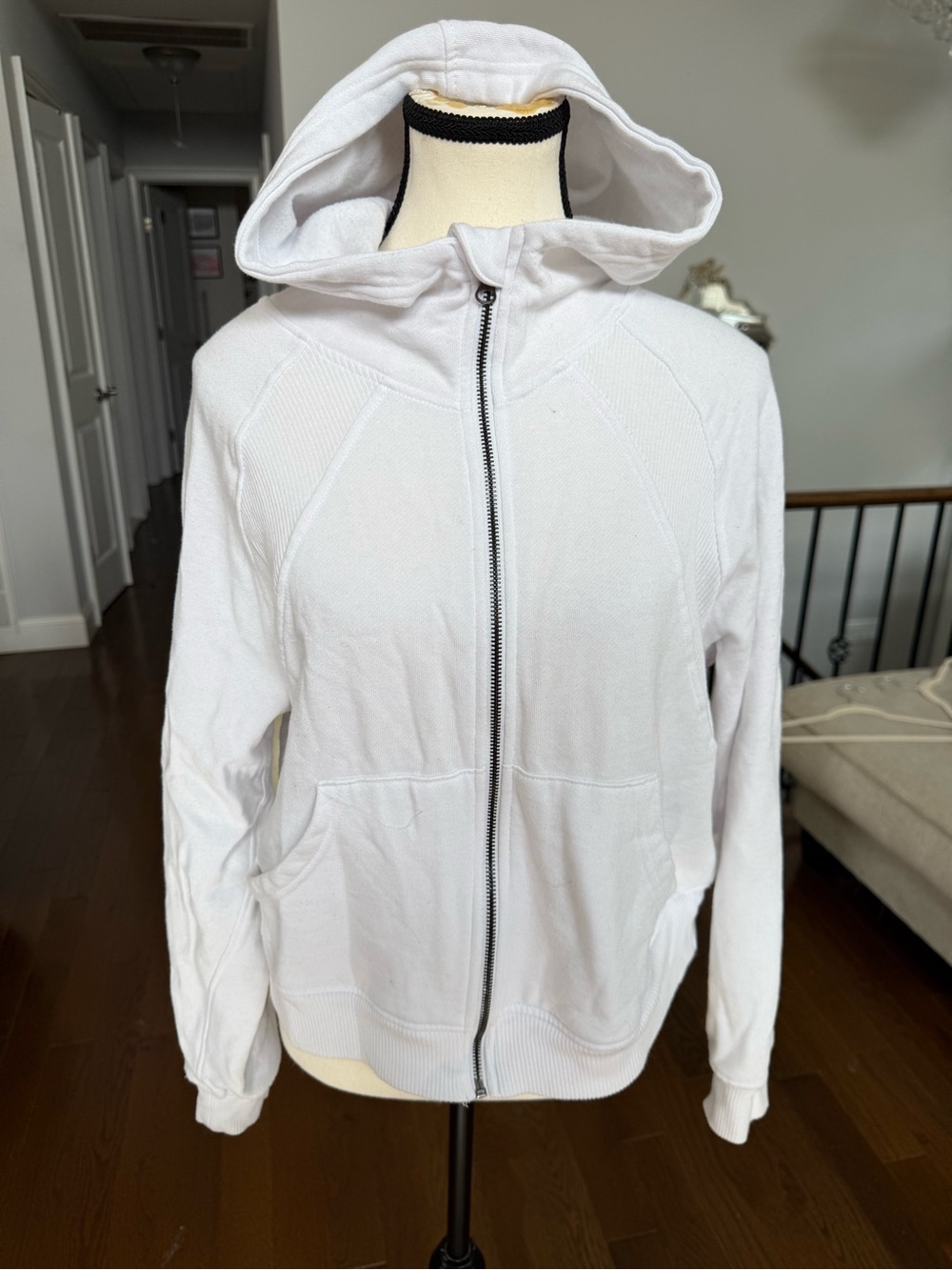 90 Degree By Reflex White Hooded Full-Zip Soft Hooded Sweater Medium Cotton bld